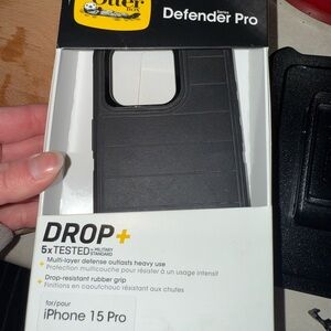 OtterBox Defender Pro Series Black Case for iPhone 15 Pro